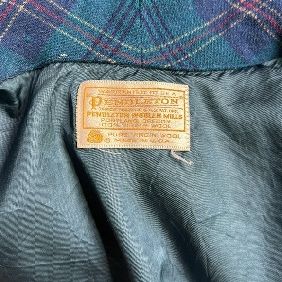 Vintage Pendleton Wool Blue Plaid Tartan Robe Size Medium - Picture 8 of 10